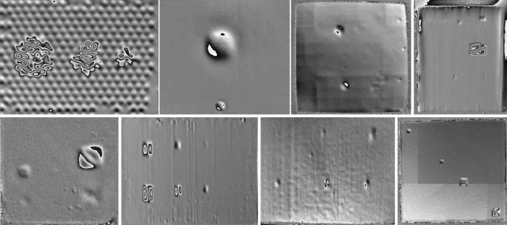 Laser shearography phase map examples from aerospace, wind power and marine NDT